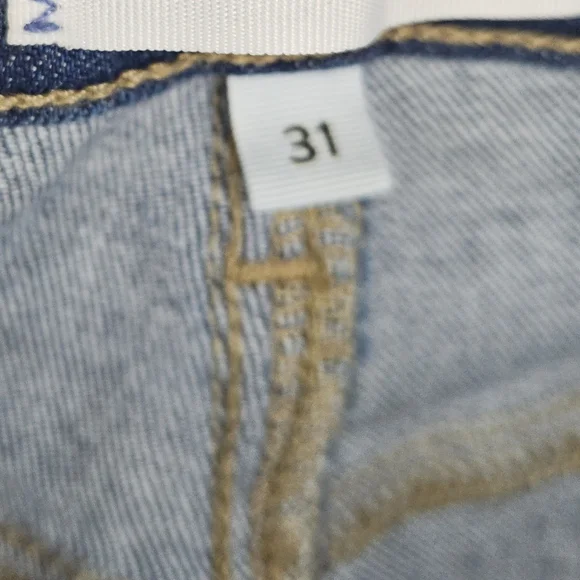 PAIGE High-Rise Straight Leg Jeans Blue Raw Hem - Picture 4 of 9